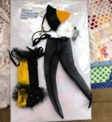 944 BARBIE MASQUERADE COSTUME SUIT 1963 64  , HOSE, FELT HAT,  INVITATION,